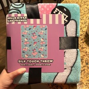 Hello Kitty Plush Throw Blanket - Aqua, Pink & White